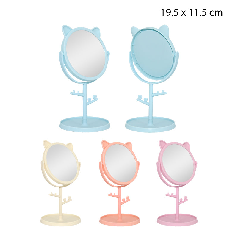 ESPEJO PLÁSTICO CON BASE PARA ACCESORIOS – GATITO